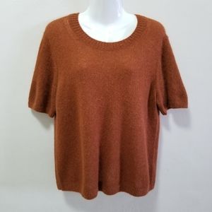 Everlane Women Top Sweater Tee Knit Short Sleeve Alpaca Wool XL Red Orange